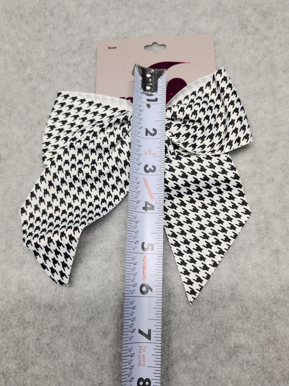 3 Pack-Soffe Black & White Houndstooth Hair Bow - Picture 2 of 6